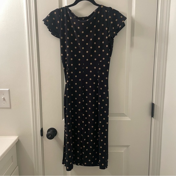 SALE! NWT Lauren Ralph Lauren Polka Dot Ruched Faux Wrap Dress V Neck Size 2 - Picture 4 of 7